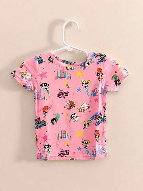 Bubble Trouble💕👧 - Powerpuff Girls 2-Piece Bamboo Short Set